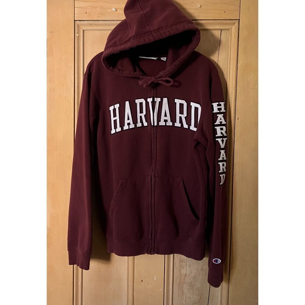 Champion Mens Harvard Double Sided Embroidered Spellout Hoodie Small Red SP EXC - Picture 2 of 11